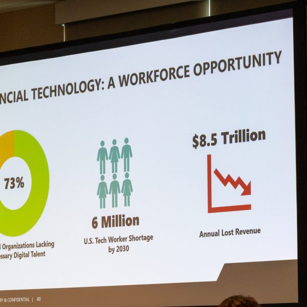 Financial Technology: A workforce opportunity slide with graphics.